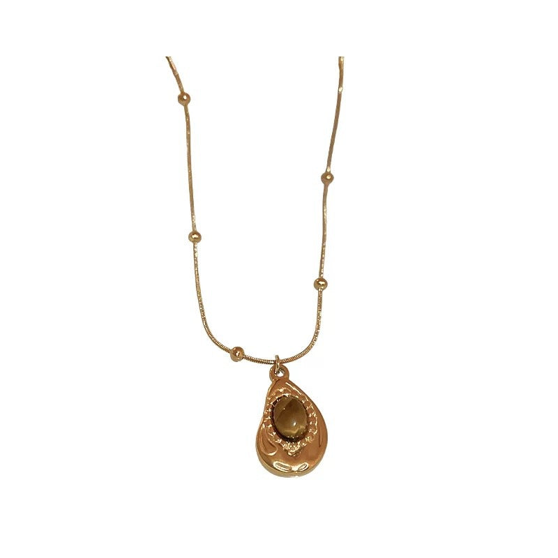 U-Shaped Geometric Round Titanium Steel Plated Pendant Necklace for Unisex
