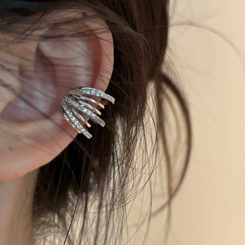 Orecchini da donna in rame con zirconi, dal design geometrico minimalista di lusso a ferro di cavallo