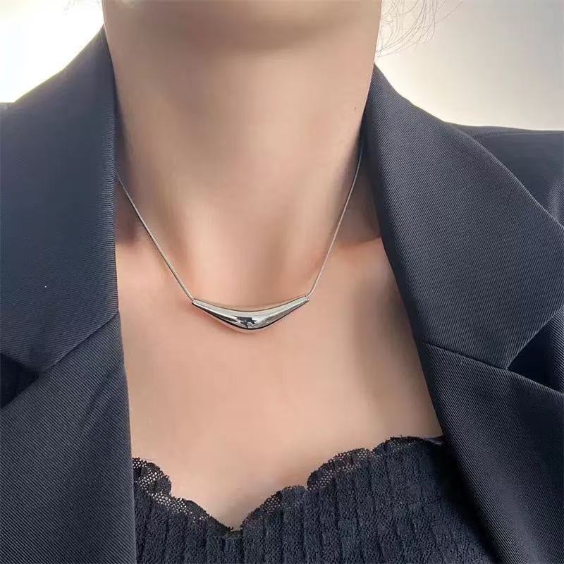 Geometric Irregular Smile Face Titanium Steel Plated Necklace for Women
