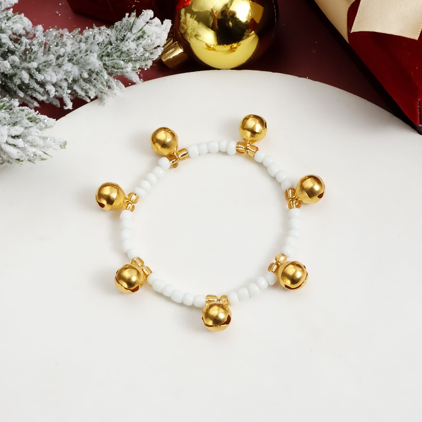 Juego de pulseras elásticas color block creativas con cascabeles metálicos para mujer, diseño geométrico, joyería de cuerda galvanizada