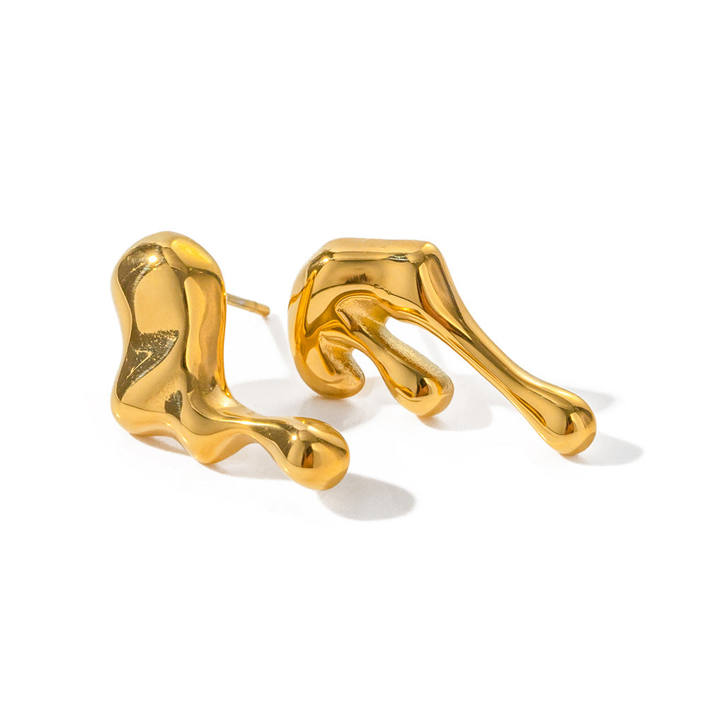 Trendy Geometric Irregular 18K Gold Plated Stainless Steel Earrings for Women