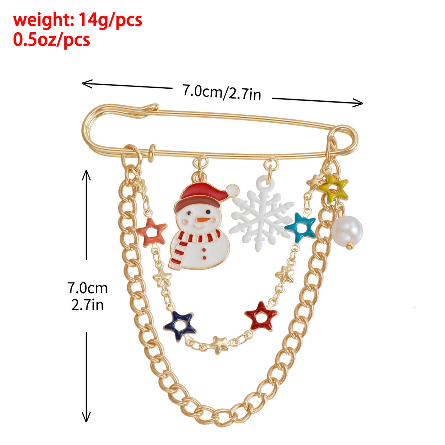 Broche Original de Copo de Nieve Geométrico con Forma de Estrella para Mujer, Chapado en Aleación, Pin Decorativo para Regalo de Navidad y Uso Conmemorativo