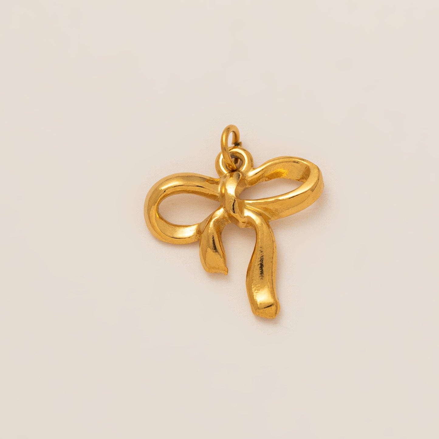 Minimalist 18K Gold Plated Geometric Round Titanium Steel Bowknot Pendant Necklace