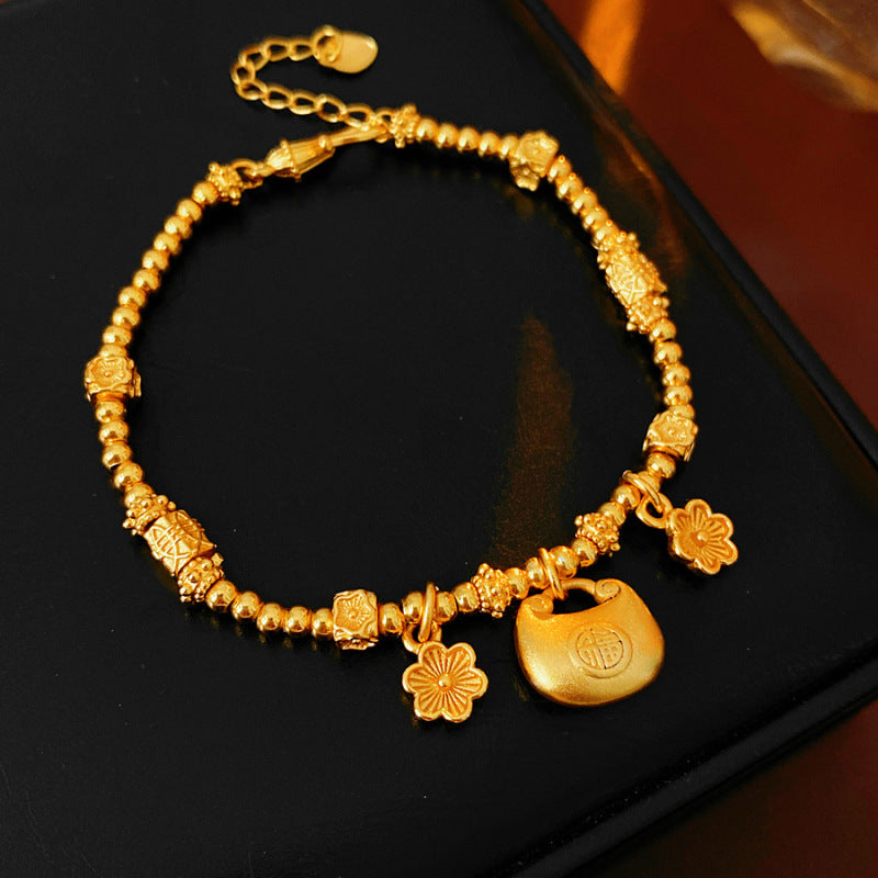Luxury Elegant Geometric Floral Brass Bracelet with Cubic Zirconia Inlay for Women