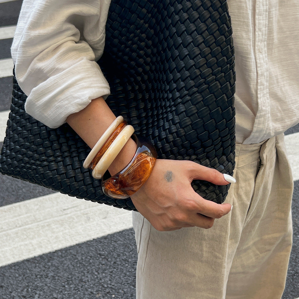 Gradient Geometric Resin Cuff Bracelet