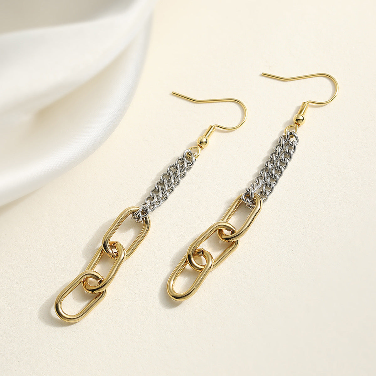 Minimalist 18K Gold Plated Geometric Stainless Steel Tassel Earrings for Women