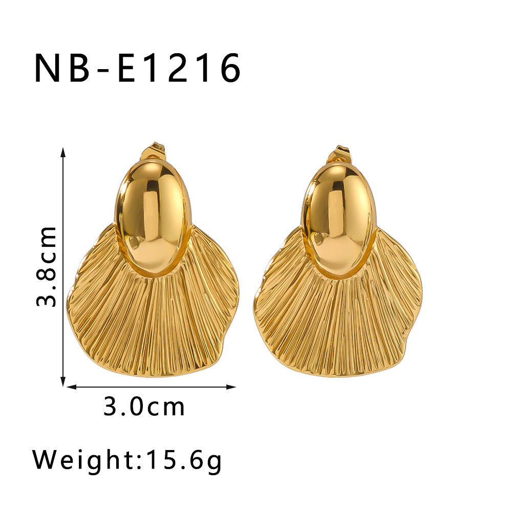 Orecchini da donna minimalisti asimmetrici geometrici in acciaio inossidabile con placcatura sottovuoto in oro 18 carati