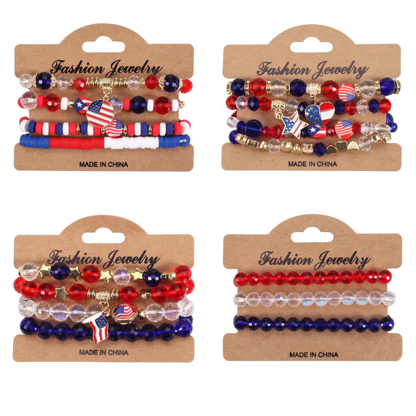 Geometric Crystal Beaded Stretch Bracelet Unisex