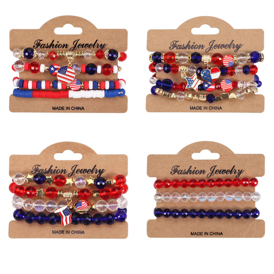 Pulsera elástica de cuentas de cristal geométrico unisex