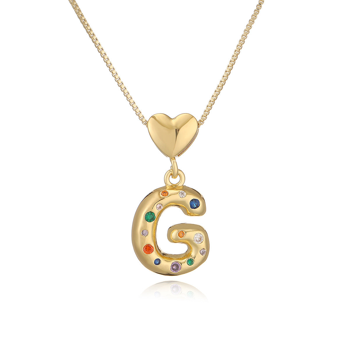 Collana Pendente Minimalista a Lettera in Rame Placcato Oro 18K con Intarsio di Zirconi per Donna