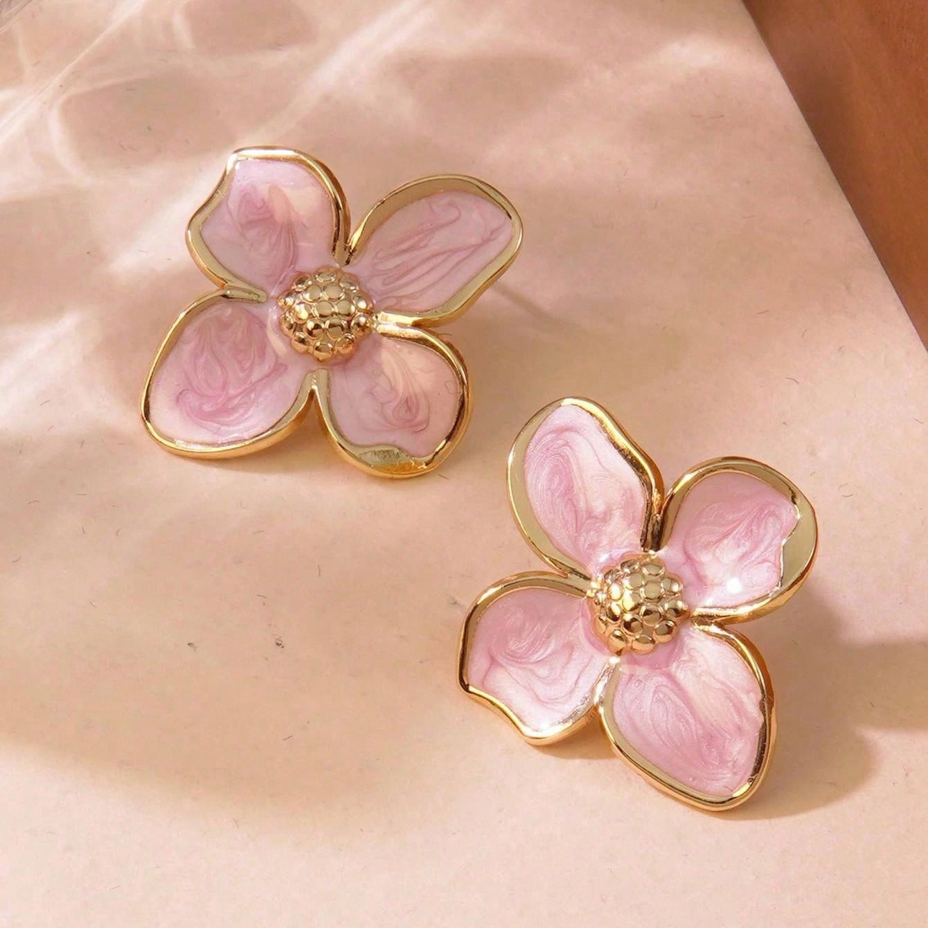 Vintage Sweet Floral Drip Oil Titanium Steel Earrings for Women
