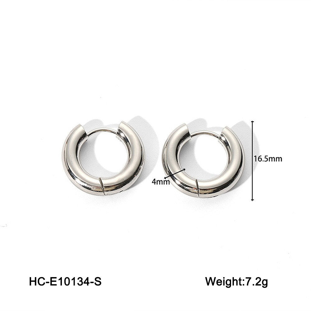 INS-Inspired Geometric Hoop Earrings in Titanium Steel with 18K Gold Plating for Women