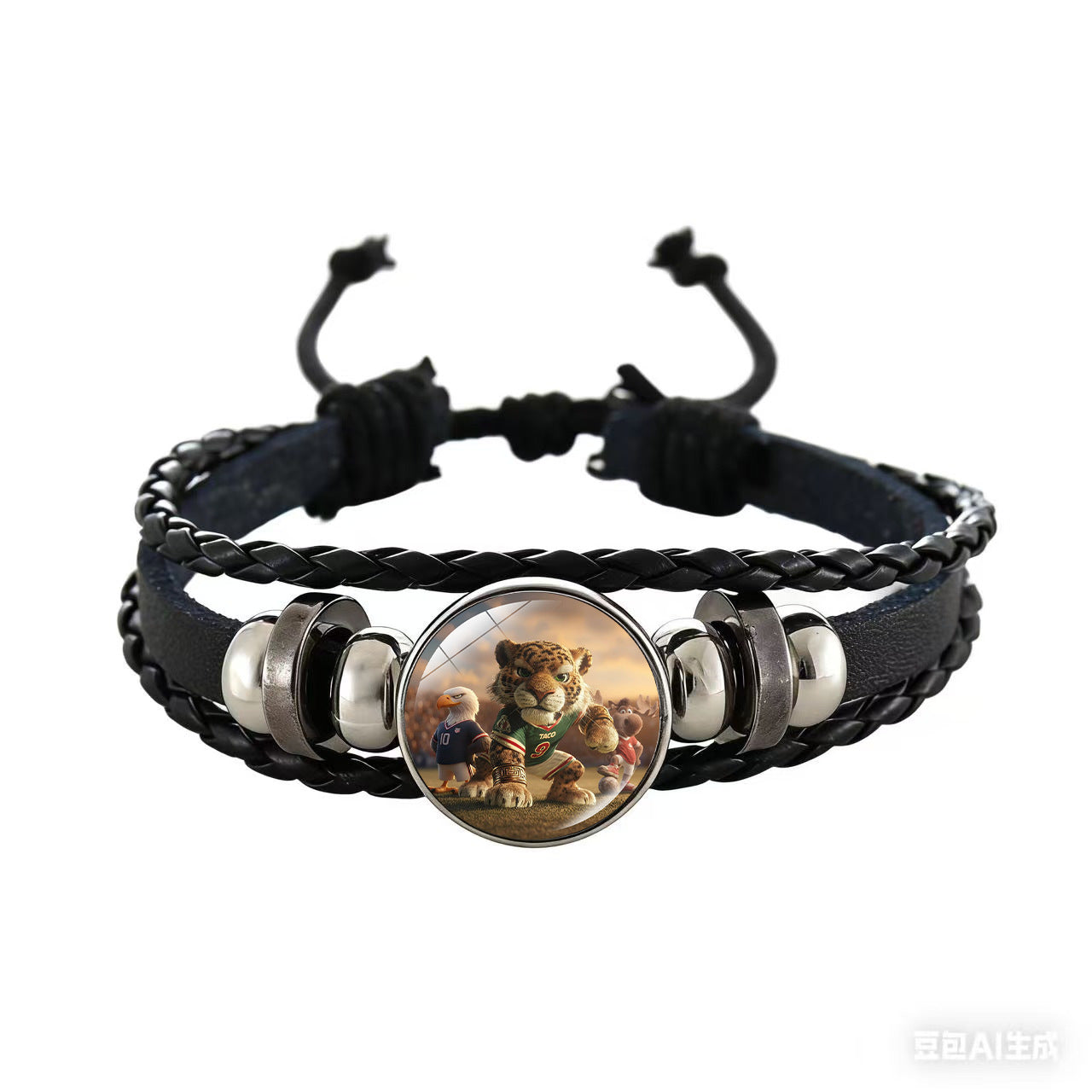 Unisex Cartoon Geometric Leather Bracelet Adjustable Wristband