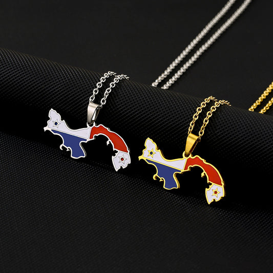 Minimalist Geometric Pendant Necklace in Stainless Steel with Enamel Finish for Women and Men