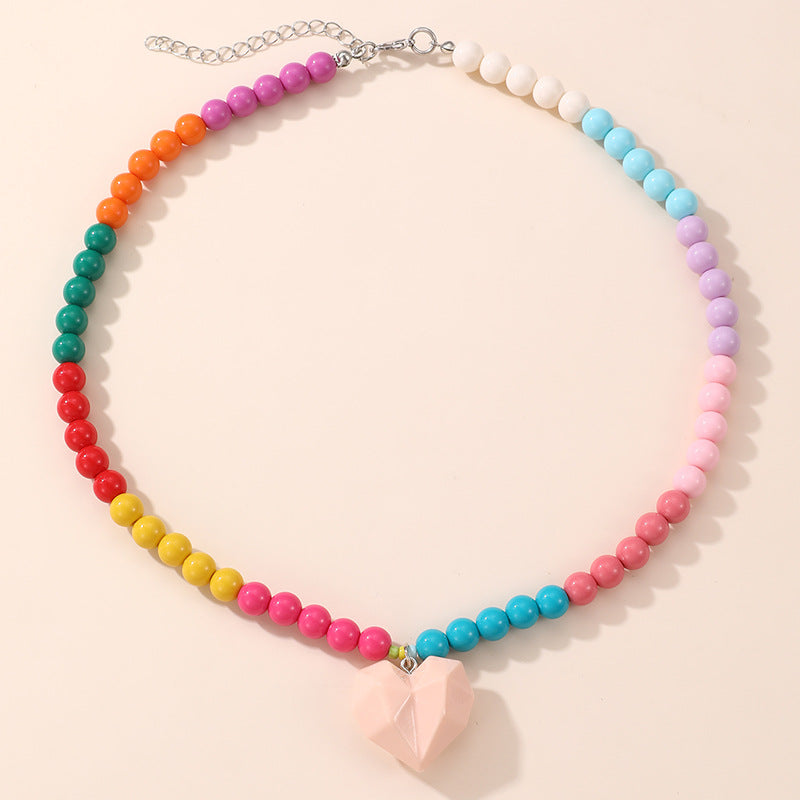 Lindo Collar de Resina con Forma de Lazo para Niñas con Acabado Pintado en Diseño Multicolor, Joyería Infantil Dulce y Juguetona