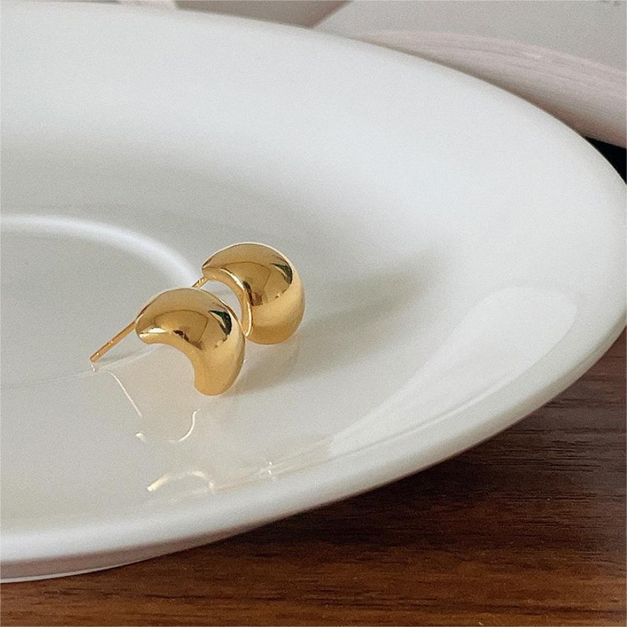Minimalist Geometric Arc-Shaped 925 Sterling Silver Stud Earrings for Women