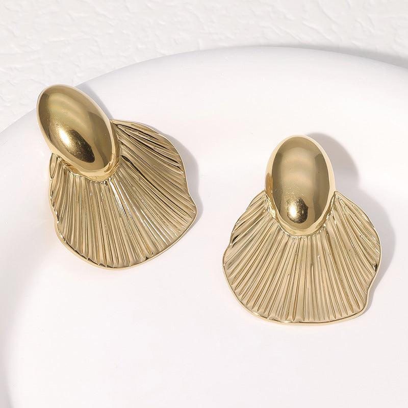 Minimalist Leaf Plated Stainless Steel Earrings for Women