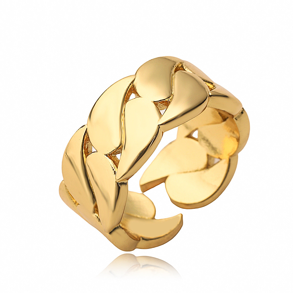 Minimalist Geometric Adjustable Ring for Women in Brass with Gold Plating Vintage-Inspired Irregular Design