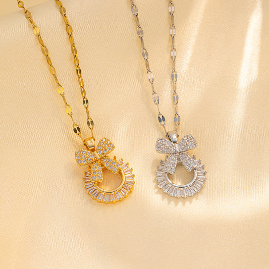 Minimalist Butterfly Pendant Necklace in Titanium Steel with Gold Plating, Delicate Clavicle Chain for Women