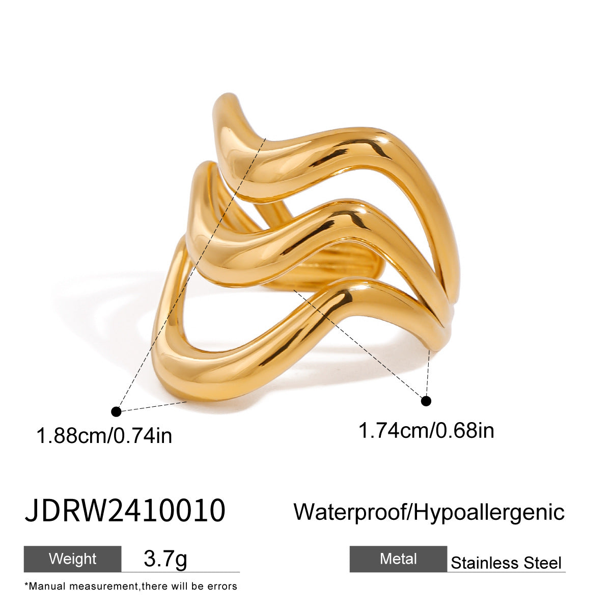 Minimalist Geometric Star Stainless Steel Plated Ring for Women