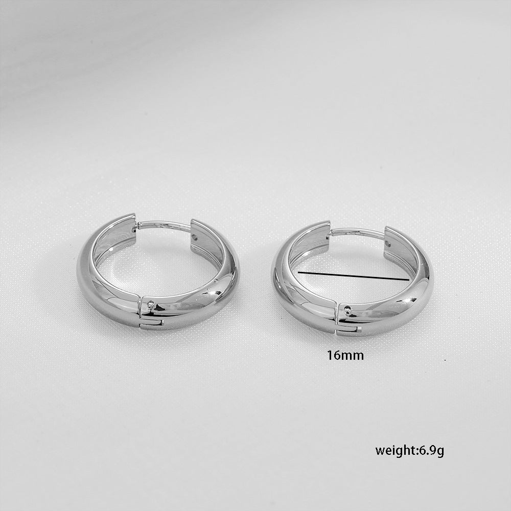 Pendientes de aro geométricos chapados en oro de acero de titanio minimalista para mujer, moda unisex, uso diario