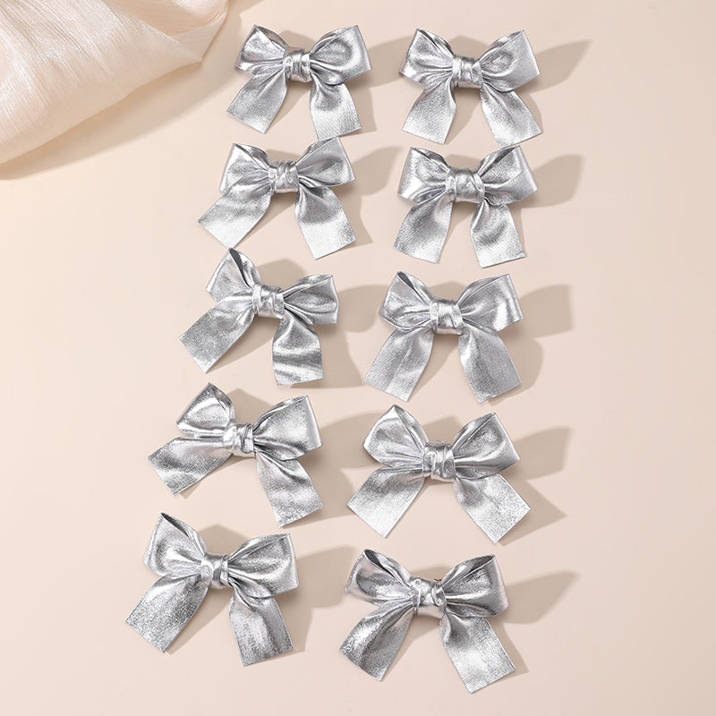 Natural Style Bow-Shaped Hair Clip Set for Girls with Polyester Material and Ruffled Mesh Detail