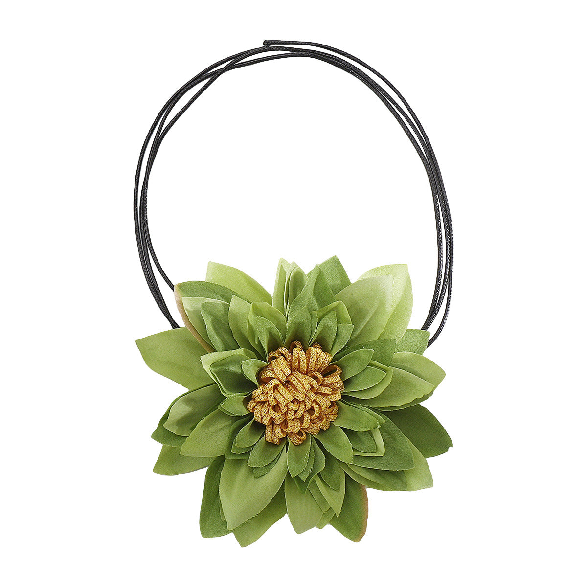 Collar floral de verano con flores de tela hechas a mano en cordón de cuero trenzado para mujer