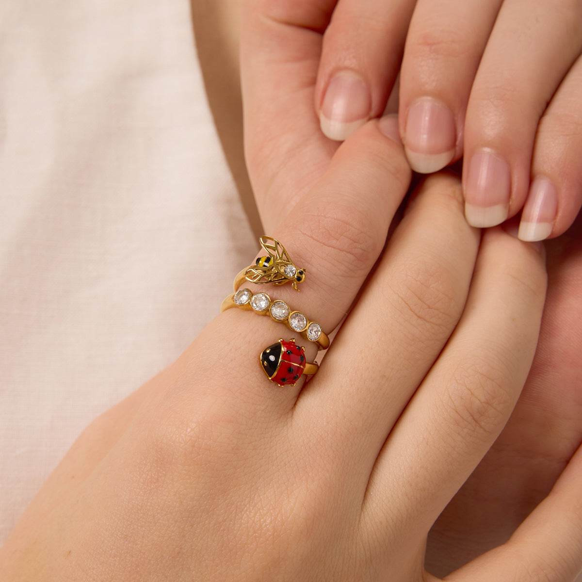 Anillo Geométrico de Acero Inoxidable con Incrustaciones de Zirconia, Chapado, para Mujer, Joyería Minimalista y Elegante