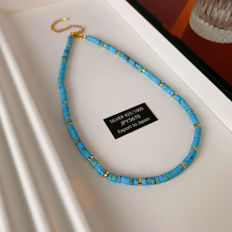 Collana Sweet Dopamine con perle barocche in lega di zinco con finitura placcata e ciondolo geometrico, delicata catena a clavicola da donna