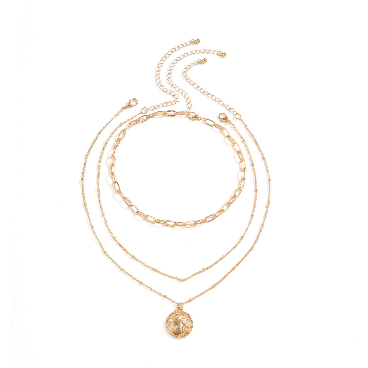 Collana Geometrica Minimalista a Strati Multipli in Lega con Finitura Galvanica per Donna