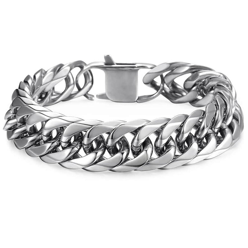 Bracciale da uomo geometrico in acciaio inossidabile lucido, idea regalo alla moda