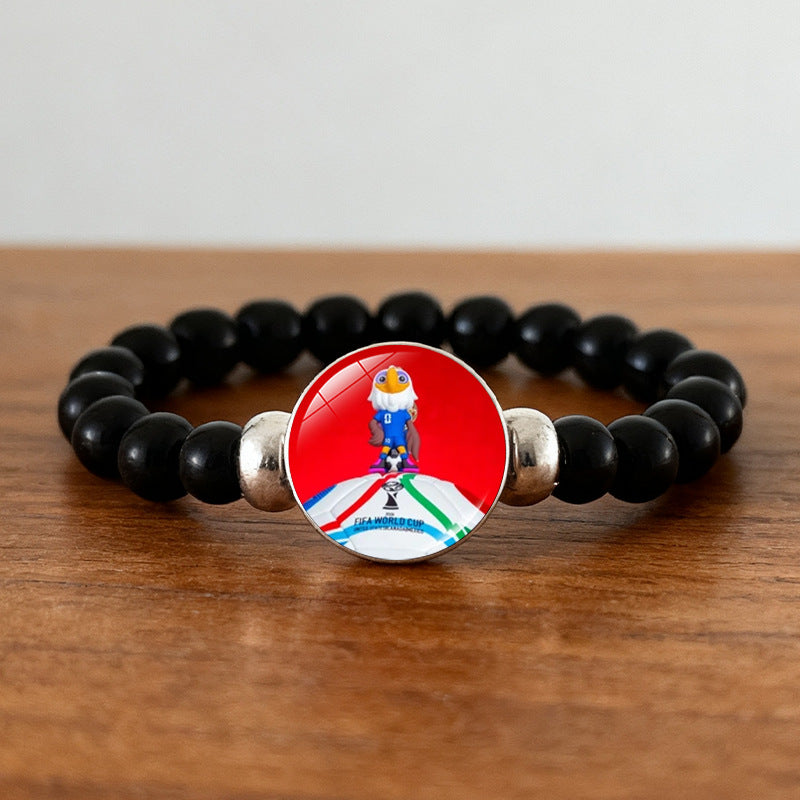 Geometric Crystal Beaded Bracelet Unisex Black Wristband