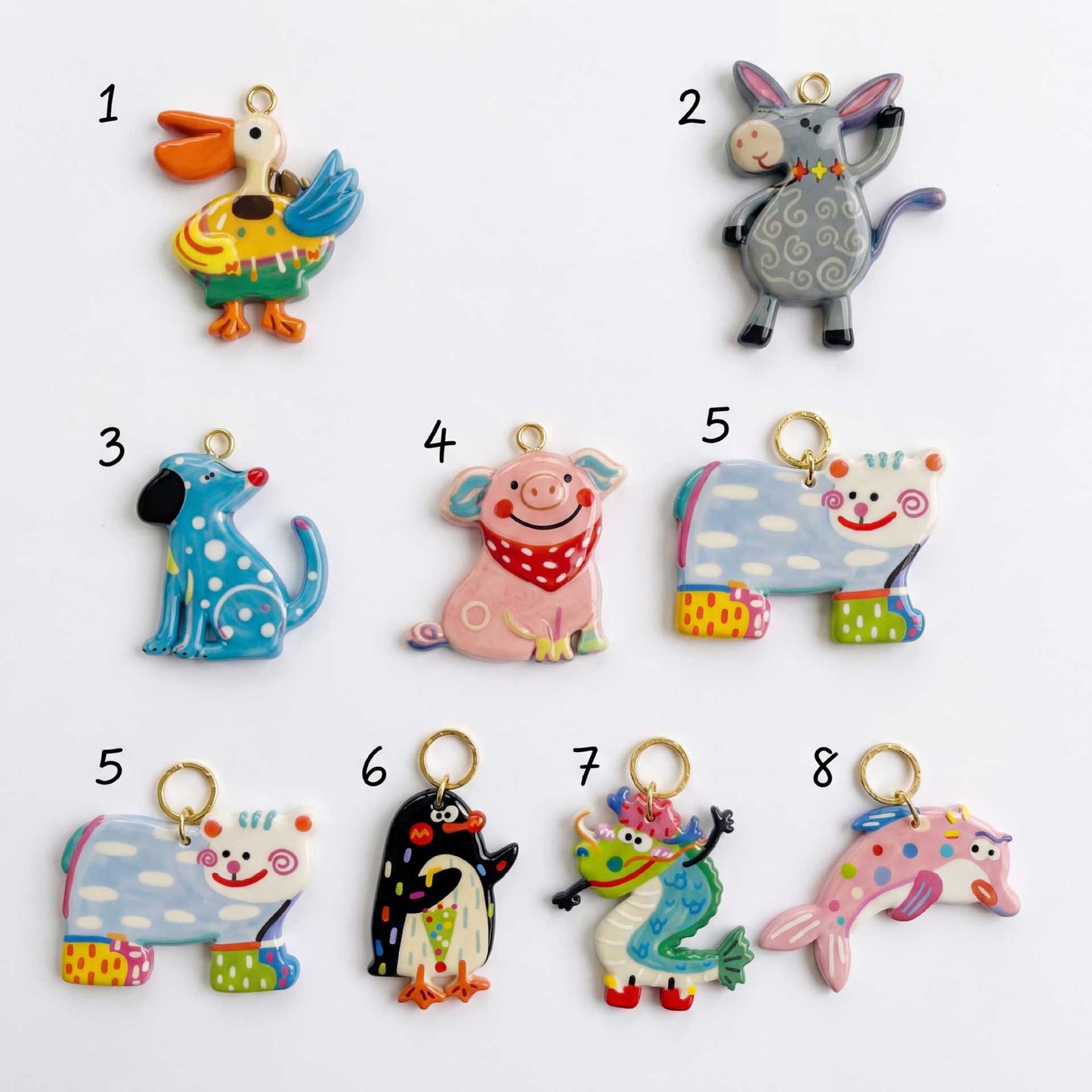 Ciondolo da donna vintage placcato oro 18 carati in ottone con animali e olio a goccia