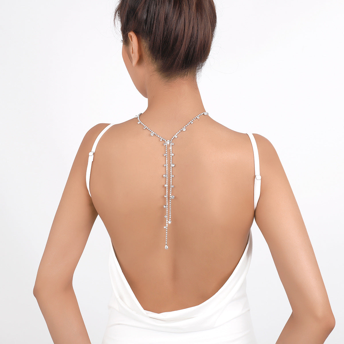 Gargantilla geométrica de diamantes de imitación con flecos, dulce y atrevida, para mujer con cadena tipo box bañada