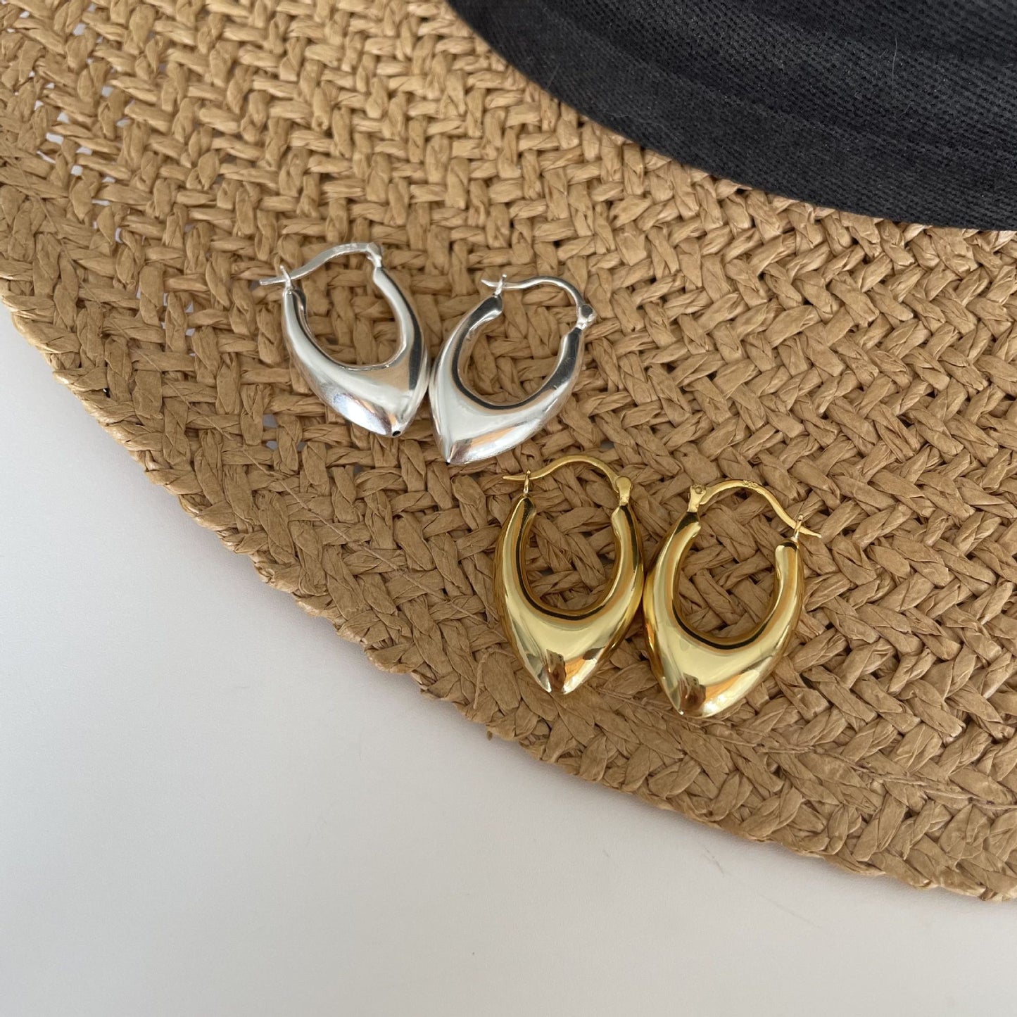 Minimalist Geometric U-Shaped Earrings for Women in 925 Sterling Silver with Gold Plating