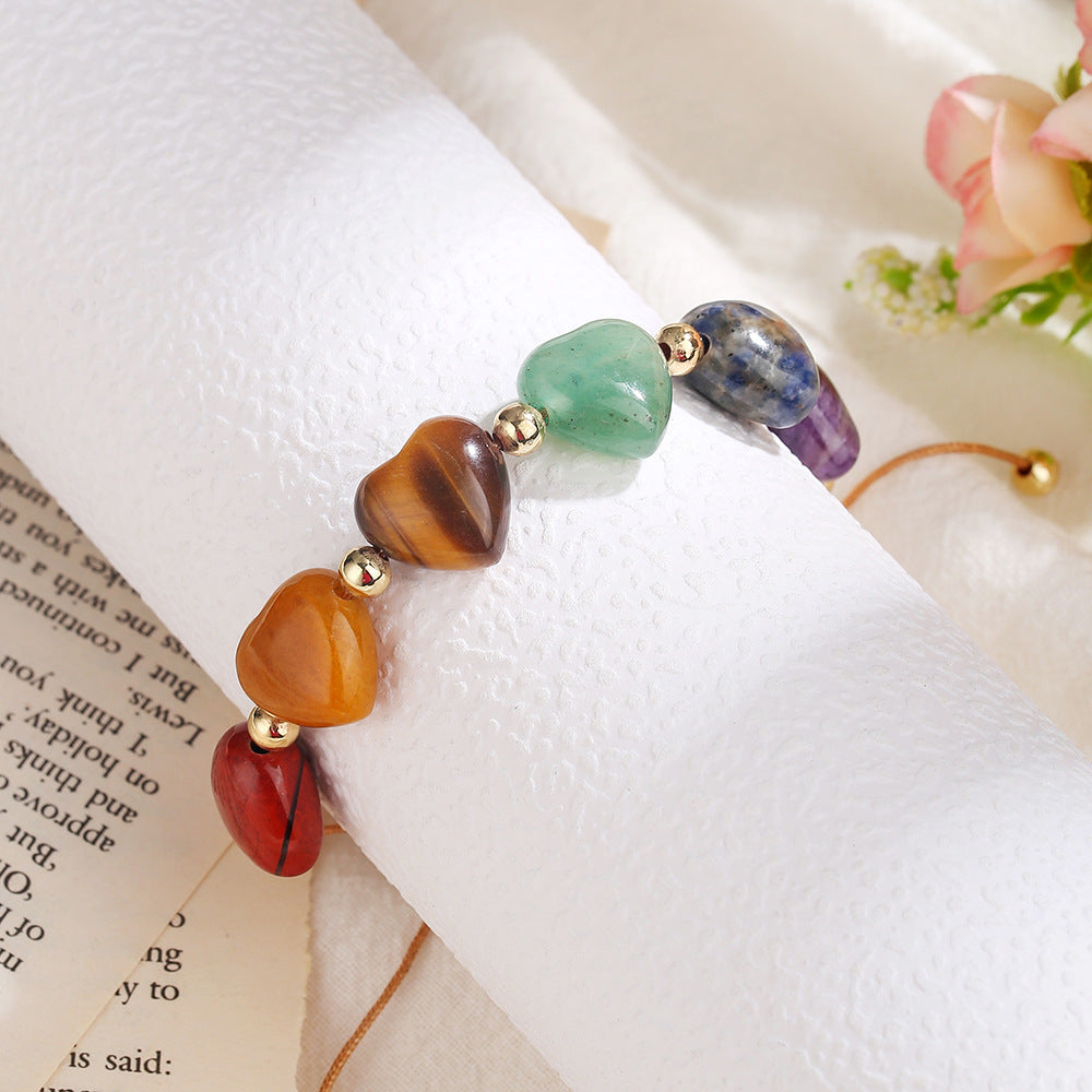 Vintage Minimalist Heart Geometric Gemstone Bracelet