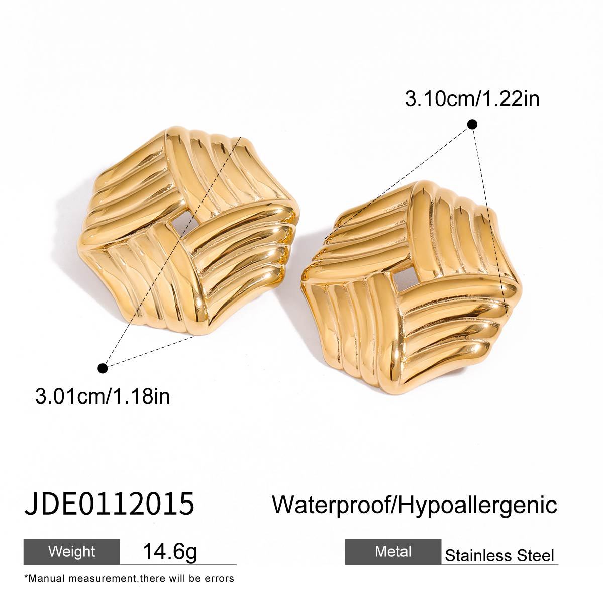 Luxury Geometric Square Stainless Steel and Titanium Steel Plated Earrings for Women