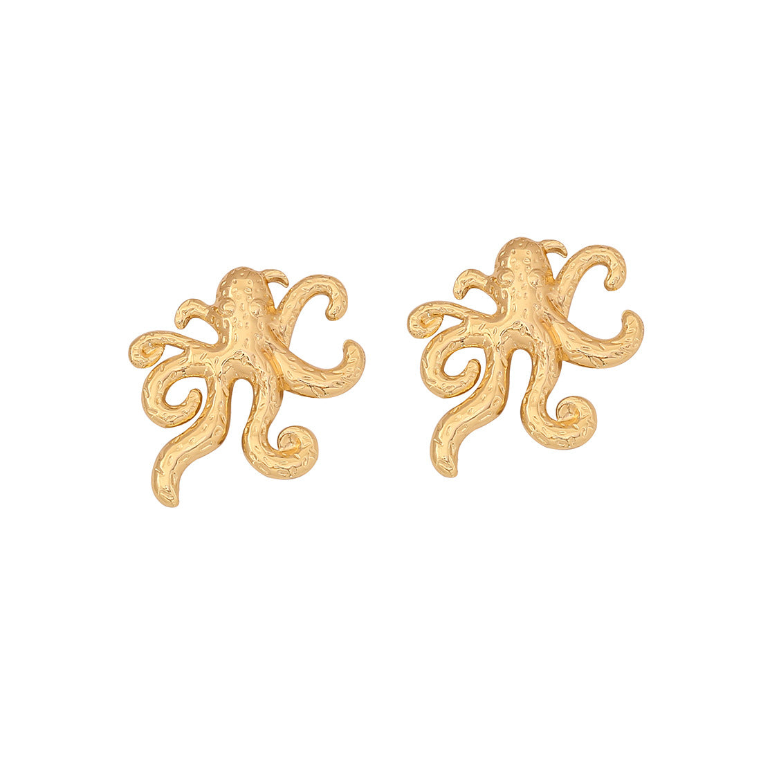 Playful Octopus Stud Earrings in Stainless Steel with Plated Finish for Women