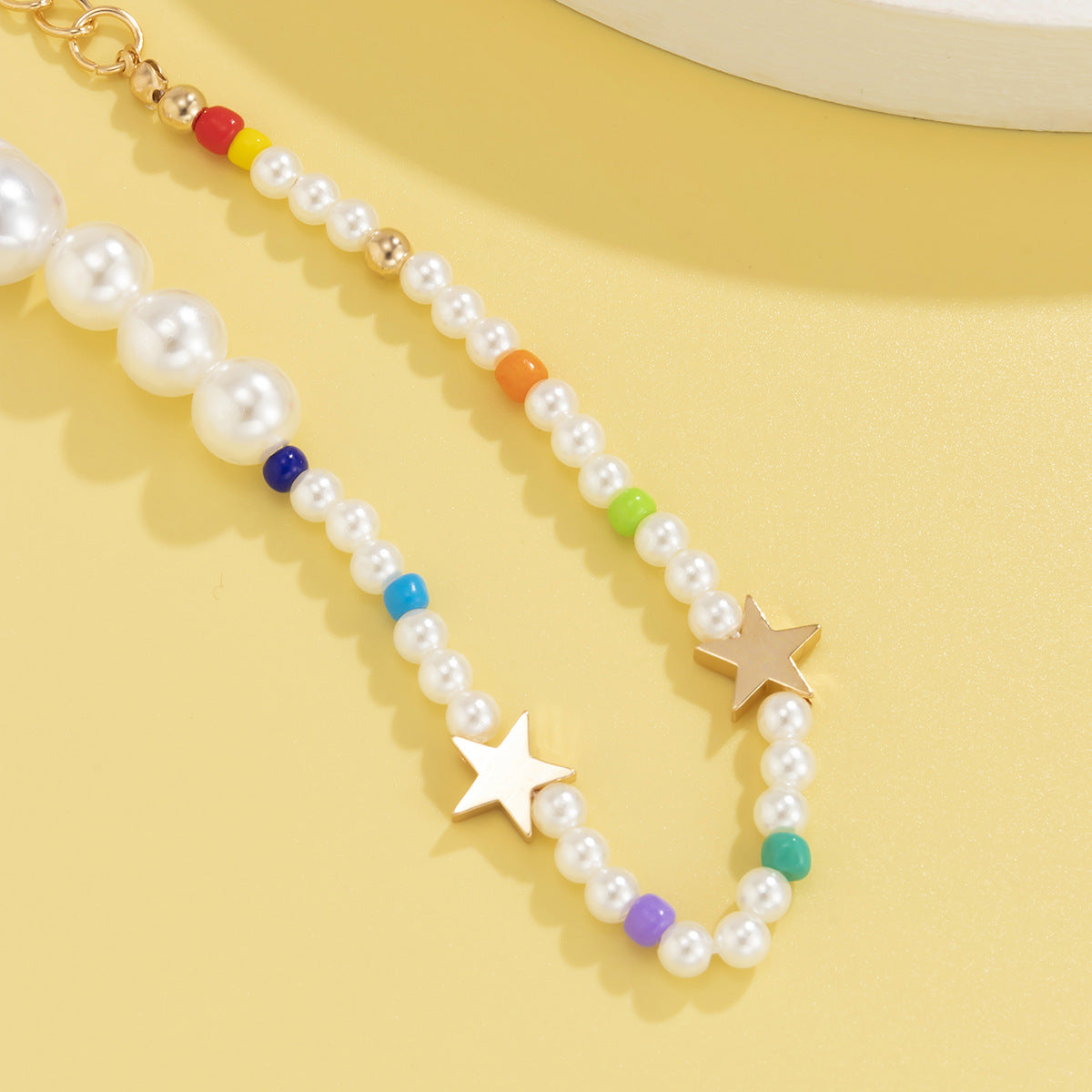 Minimalist Star-Shaped Alloy Clavicle Necklace with Imitation Pearl Accents for Women
