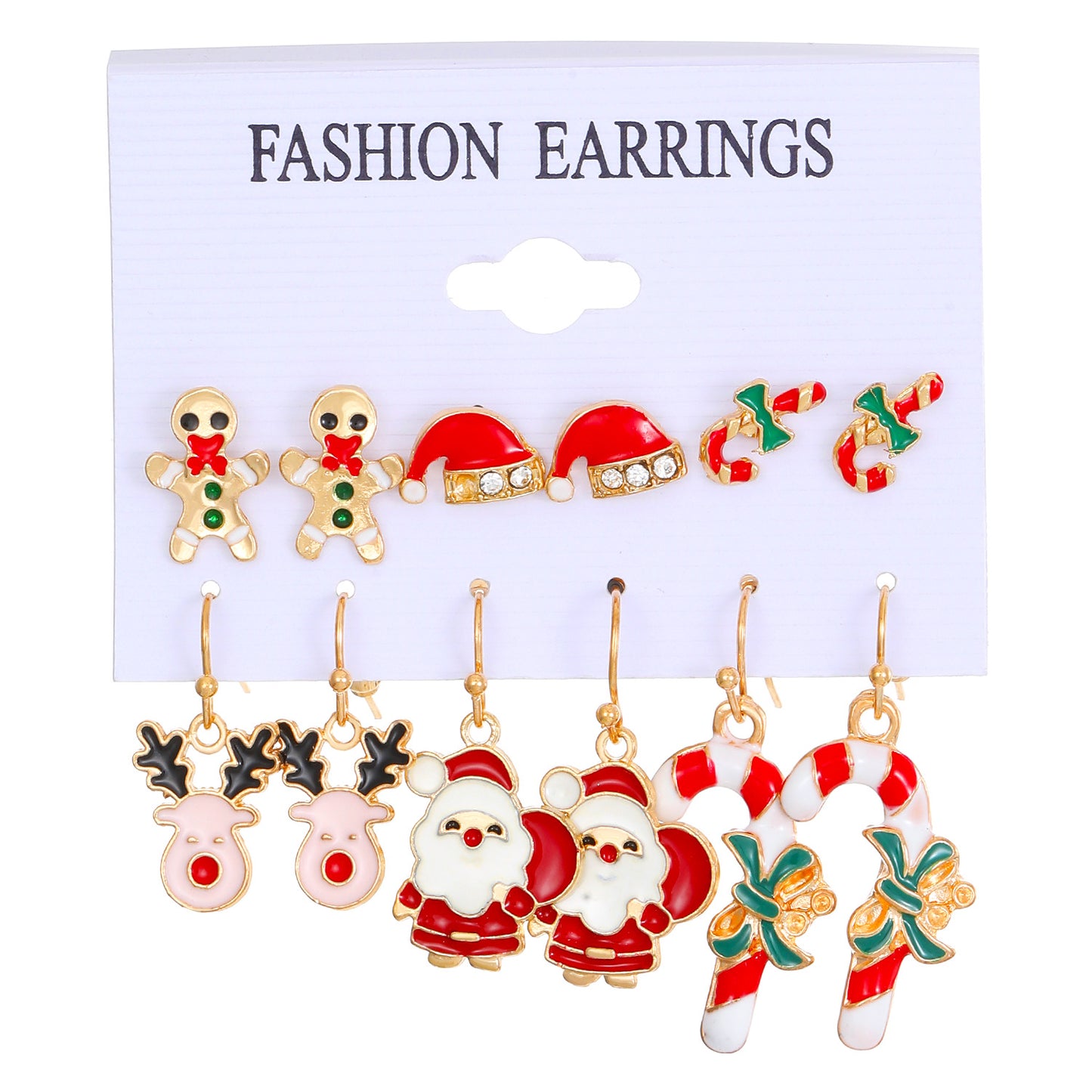 Set de pendientes de aleación con motivos navideños de muñeco de nieve, copo de nieve, reno y árbol de Navidad para mujer