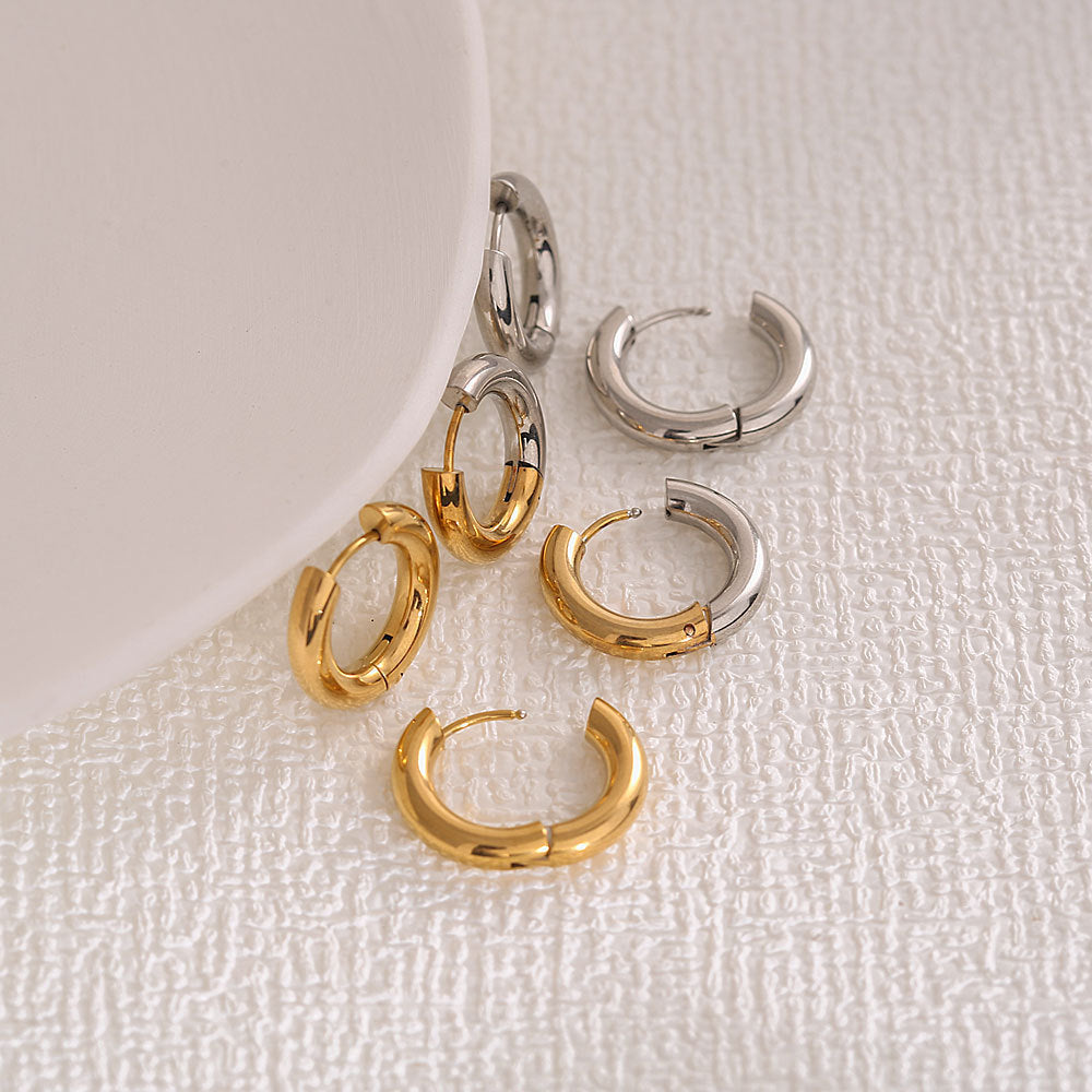 Orecchini a polsino geometrici minimalisti a U in acciaio inossidabile placcato oro e argento, unisex, alla moda