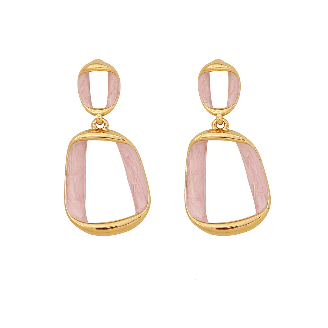 Orecchini in Acciaio Inossidabile Geometrici Minimalisti di Moda con Finitura Smaltata per Donna