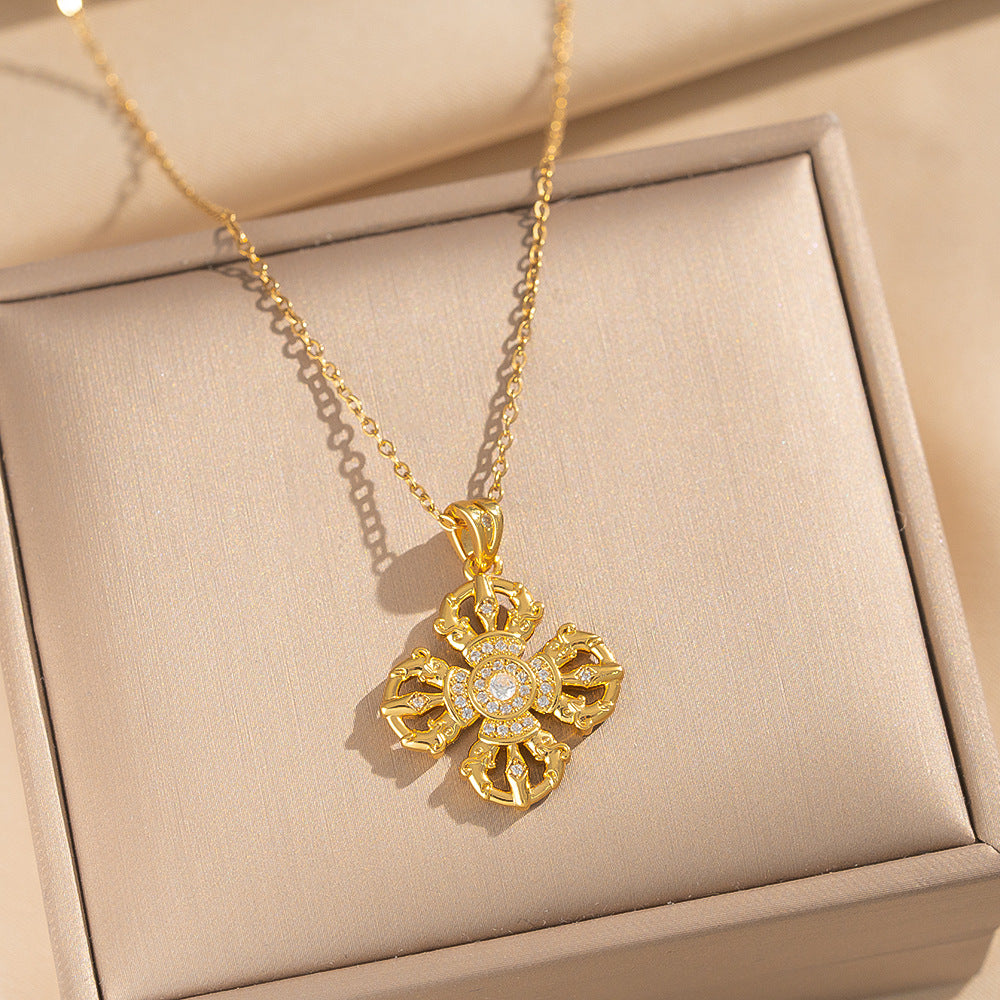 Collar Minimalista con Colgante de Ola y Geométrico para Mujer en Acero de Titanio con Chapado en Oro de 18K, Cadena Hipoalergénica para Clavícula con Motivos de Corazón y Lazo