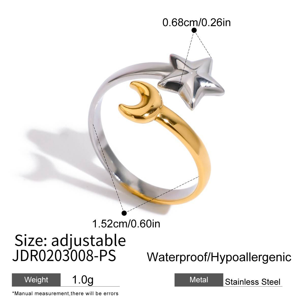 Elegant Star Geometric Plated Stainless Steel Ring for Women