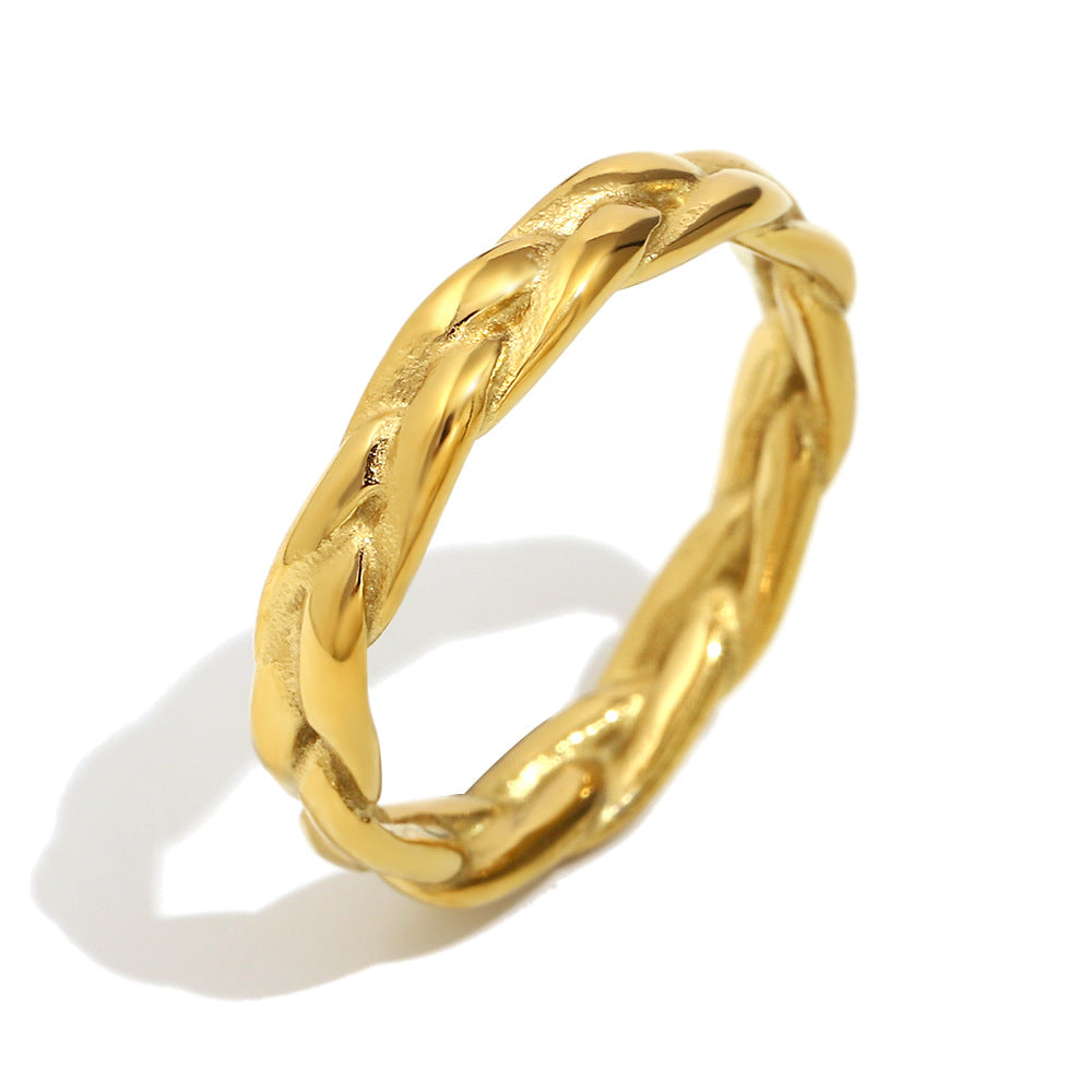 Minimalist Geometric Stainless Steel Ring with 18K Gold Plating for Women