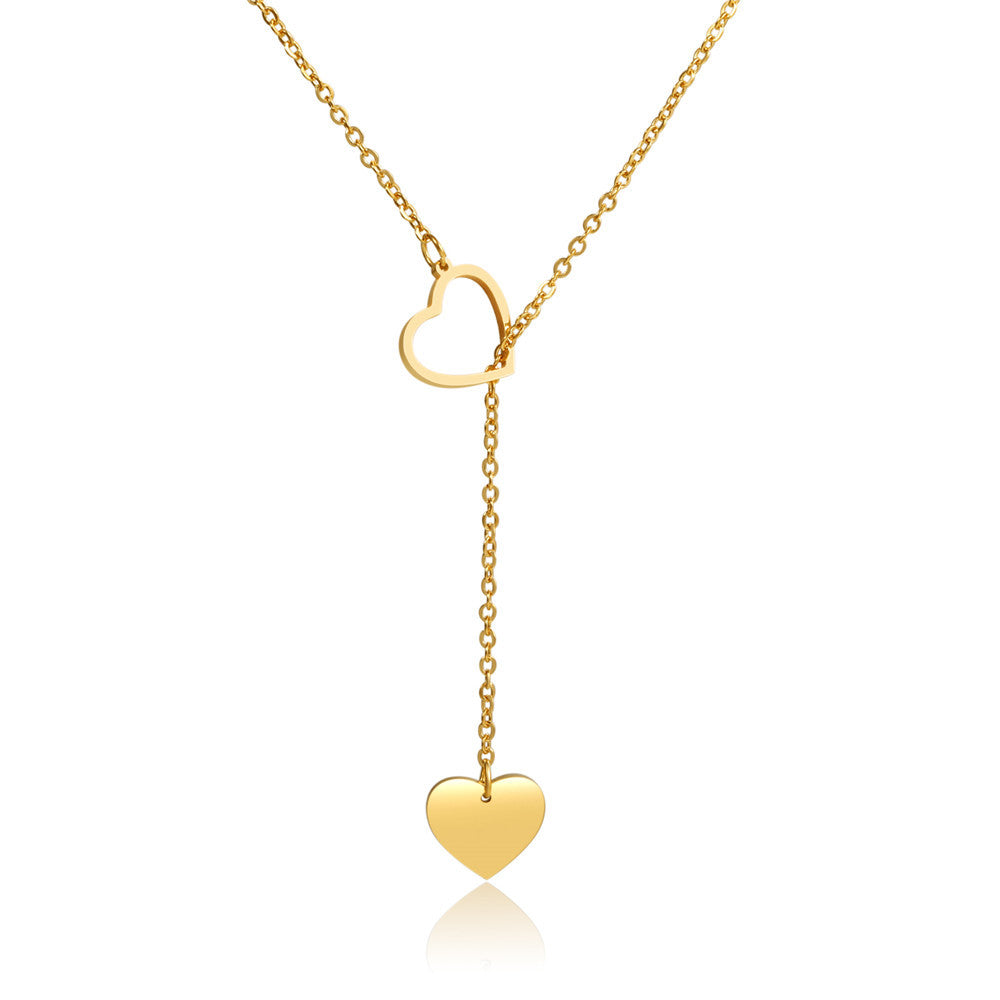 Geometric Gold Plated Stainless Steel Pendant Necklace with Snake Chain for Women