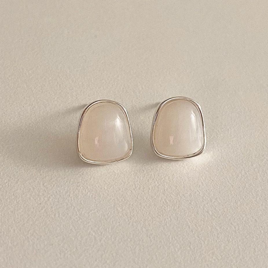 Minimalist Sweet 925 Sterling Silver Round Crystal Inlay Hoop Earrings