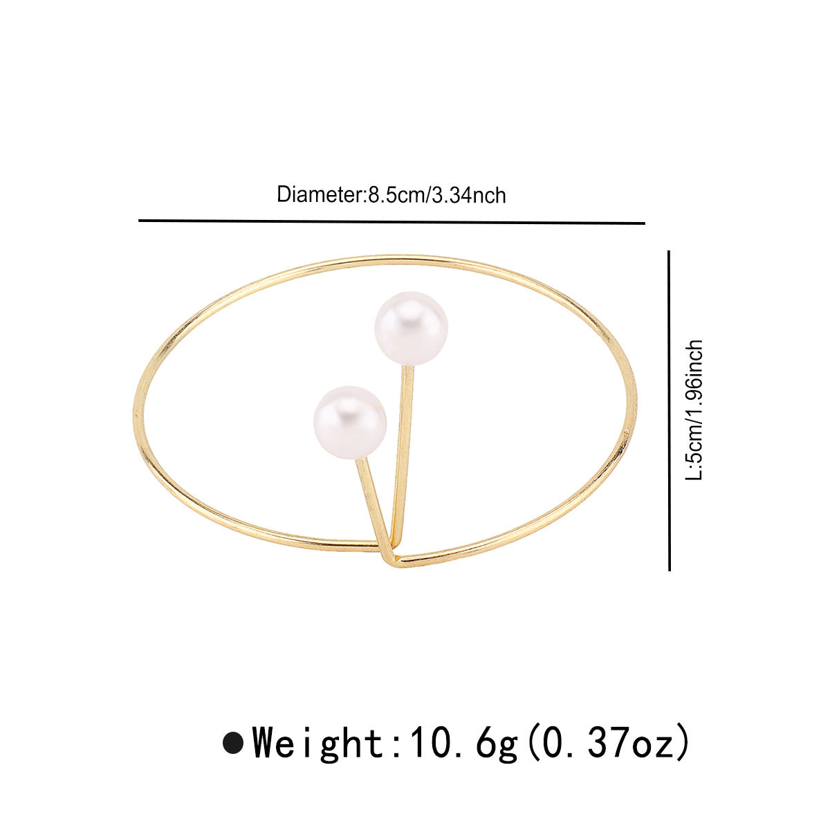 Brazalete Geométrico Minimalista de Hierro con Detalles de Perlas Simuladas para Mujer