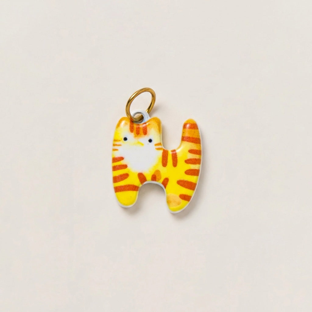 Luxury Casual 18K Gold Plated Titanium Steel Cat Animal Charm Bar