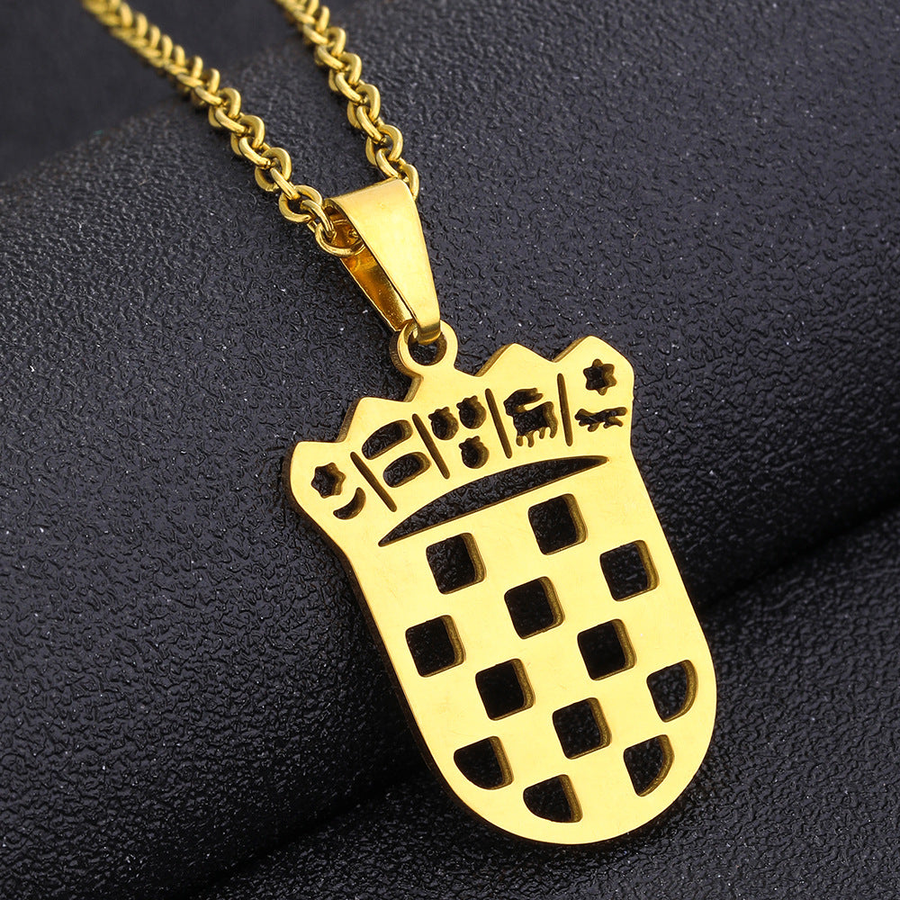 Collana con ciondolo geometrico in acciaio inossidabile con charm in acciaio al titanio e finitura placcata per moda casual unisex